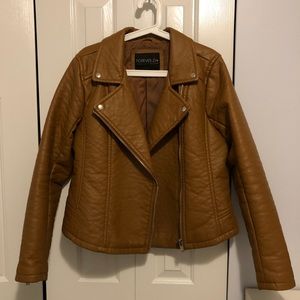 Faux Leather Brown Moto Style Jacket